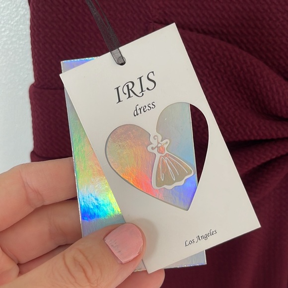 IRIS | Women’s Burgundy V Neck A Line Mini Dress Bow Detail On Back Size Large - Picture 8 of 10